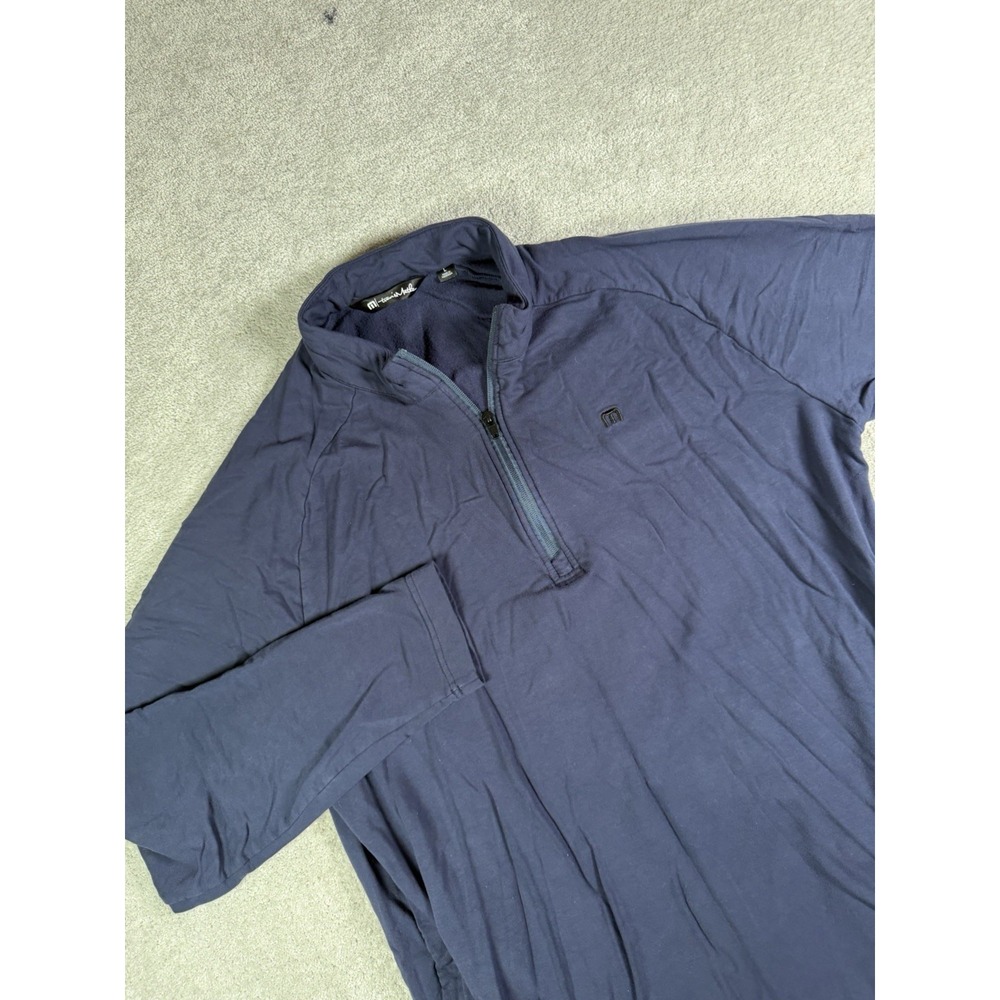 TravisMathew Networking Quarter Zip Pullover Men's L Blue Golf Fleece Stretch